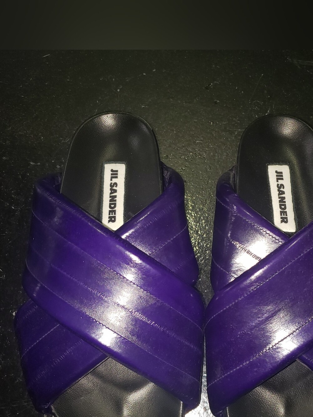 Jil Sander Purple Eel Skin Slides 36